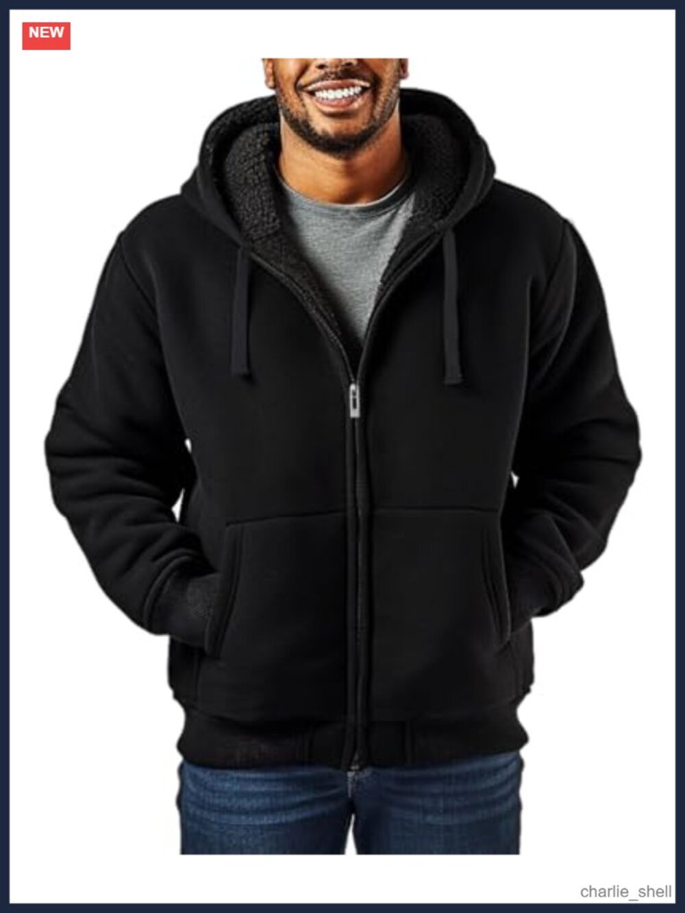 Sherpa Fleece Lined Full Zip Hoodie Sweatshirt Jacket